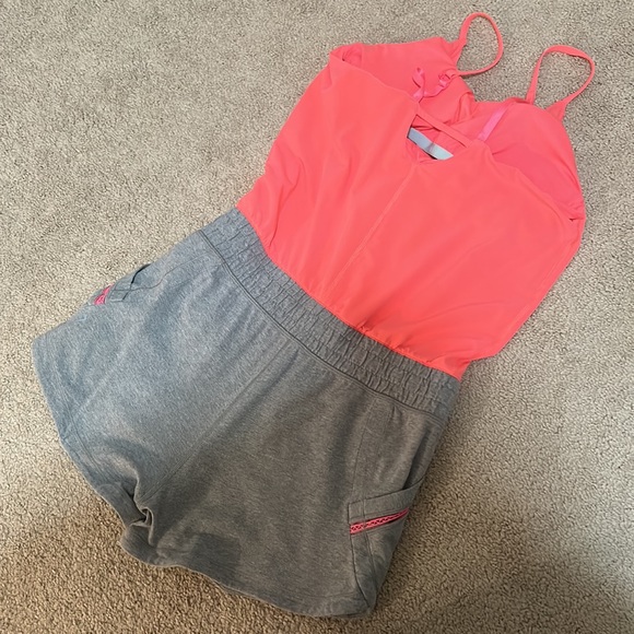 ivivva by lululemon girls size 14 athletic romper with built in shelf bra - Picture 2 of 4